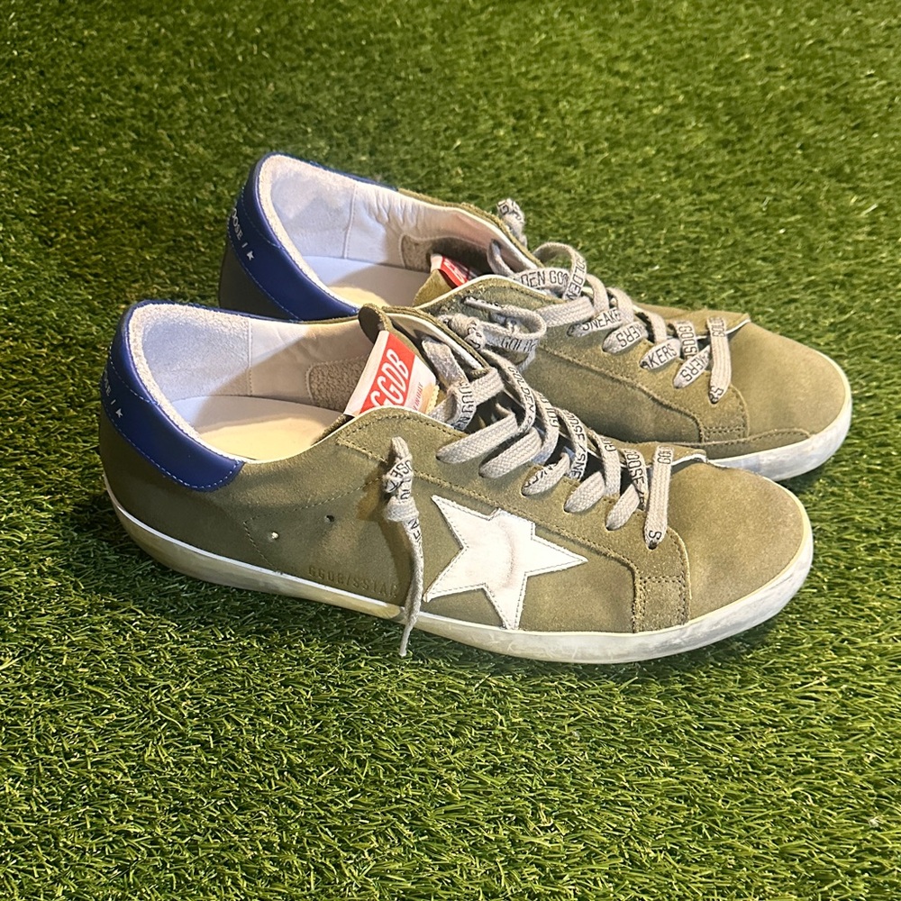 LIKE NEW Golden Goose Superstar 'Wood Green’ SuperStar Khaki Navy Men's Sneakers - Picture 2 of 6